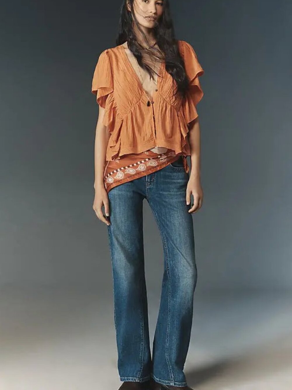 Pilcro Low-Rise Flared Jeans